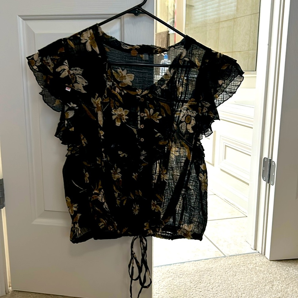 FP one gauzy blouse with bottom tie